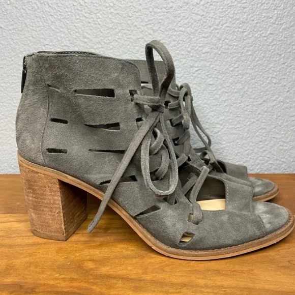 Vince Camuto Tressa Suede Peep-Toe Lace Up Heel - Picture 3 of 6